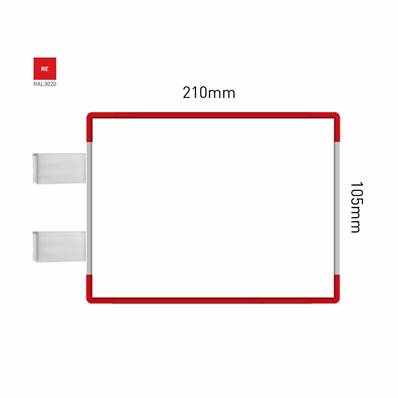 Signalétique Drapeau RAL3020 210x105mm , Avec Panneau Aluminium