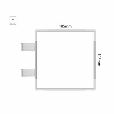 Signalétique Drapeau RAL9016 105x105mm , Avec Panneau Aluminium