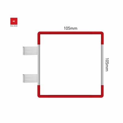 Signalétique Drapeau RAL3020 105x105mm , Avec Panneau Aluminium