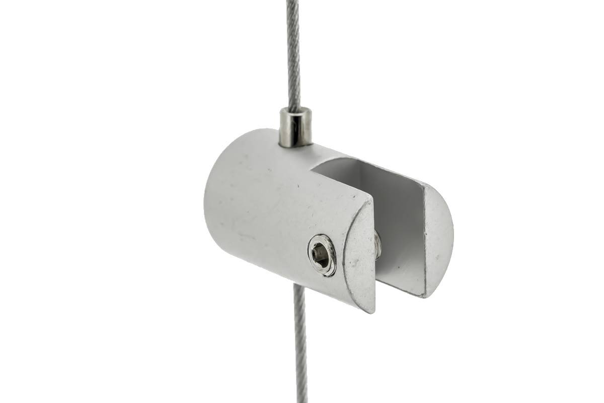 pince de fixation pour signalétique suspendue par câble