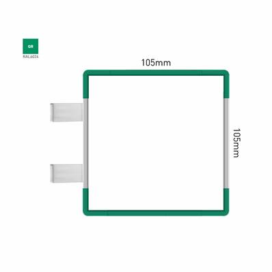 Signalétique Drapeau RAL6024 105x105mm , Avec Panneau Aluminium