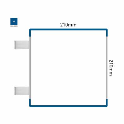 Signalétique Drapeau RAL5005 210x210mm , Avec Feuille de protection PS