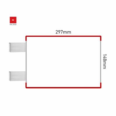 Signalétique Drapeau RAL3020 297x148mm , Avec Feuille de protection PS