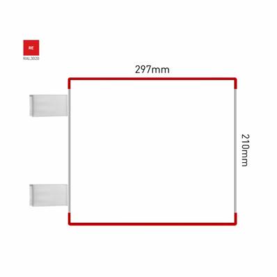 Signalétique Drapeau RAL3020 297x210mm , Avec Panneau Aluminium