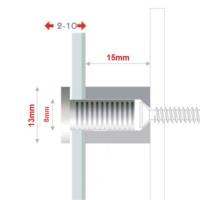 ENTRETOISES QUATTROFIX INOX 304 Ø13X15MM FILETAGE A GAUCHE