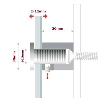 ENTRETOISES QUATTROFIX INOX 304 Ø30x20mm AVEC VERROUILLAGE