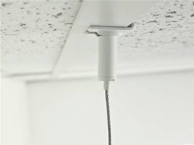 FIXATION AU PLAFOND BLANC POUR CABLE SUSPENDU