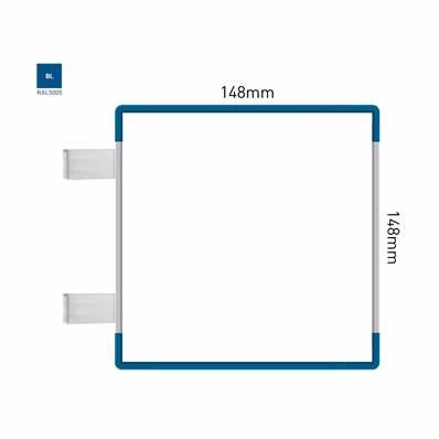 Signalétique Drapeau RAL5005 148x148mm , Avec Feuille de protection PS