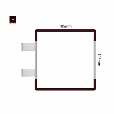 Signalétique Drapeau RAL8019 105x105mm , Avec Panneau Aluminium