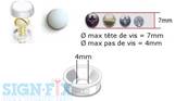 CACHE VIS PLASTIQUE Ø13MM BLANC BRILLANT AVEC CUVETTE POUR VIS A TETE FRAISEE