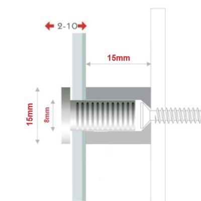 ENTRETOISES QUATTROFIX ALUMINIUM NOIR Ø15X15MM FILETAGE A GAUCHE