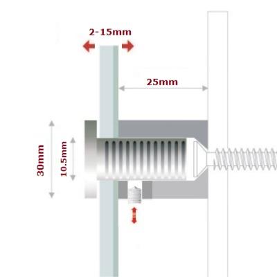 ENTRETOISES QUATTROFIX INOX 304 Ø30x25mm AVEC VERROUILLAGE