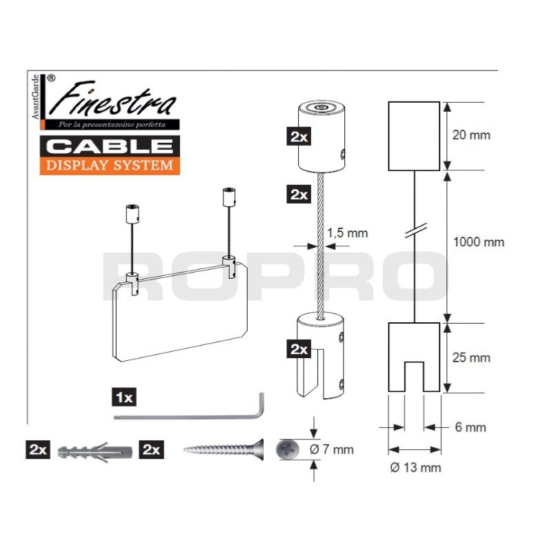 KIT SUSPENSION AU PLAFOND FINESTRA